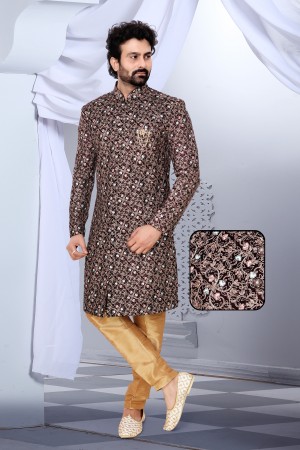 Marron Velvet  Indo Western Sherwani